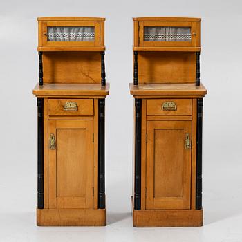 Bedside tables, a pair, first half of the 20th century.