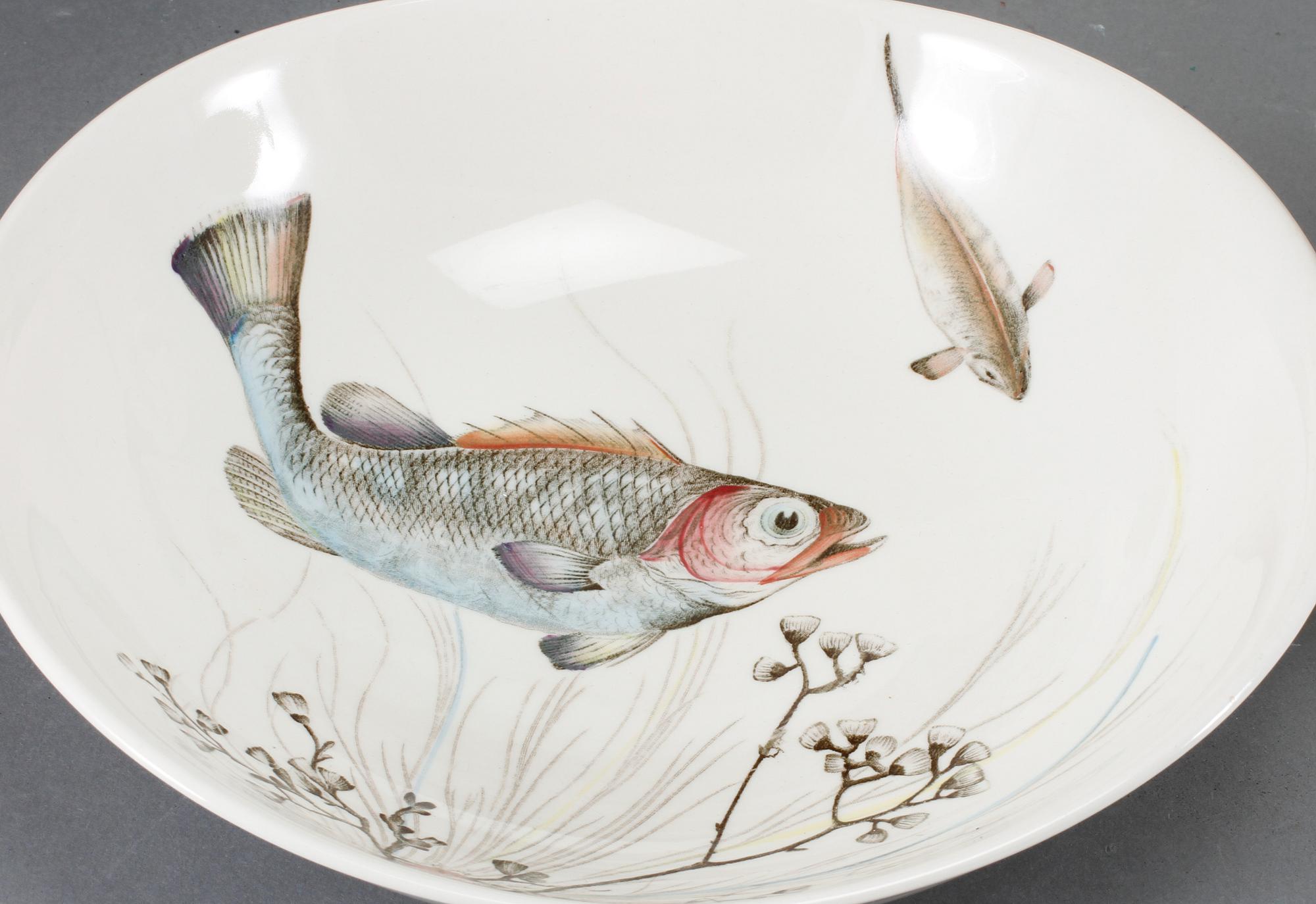 FISKSERVIS, 11 delar, flintgods, "Fish", Johnson Bros, England, 1900-talets andra hälft.