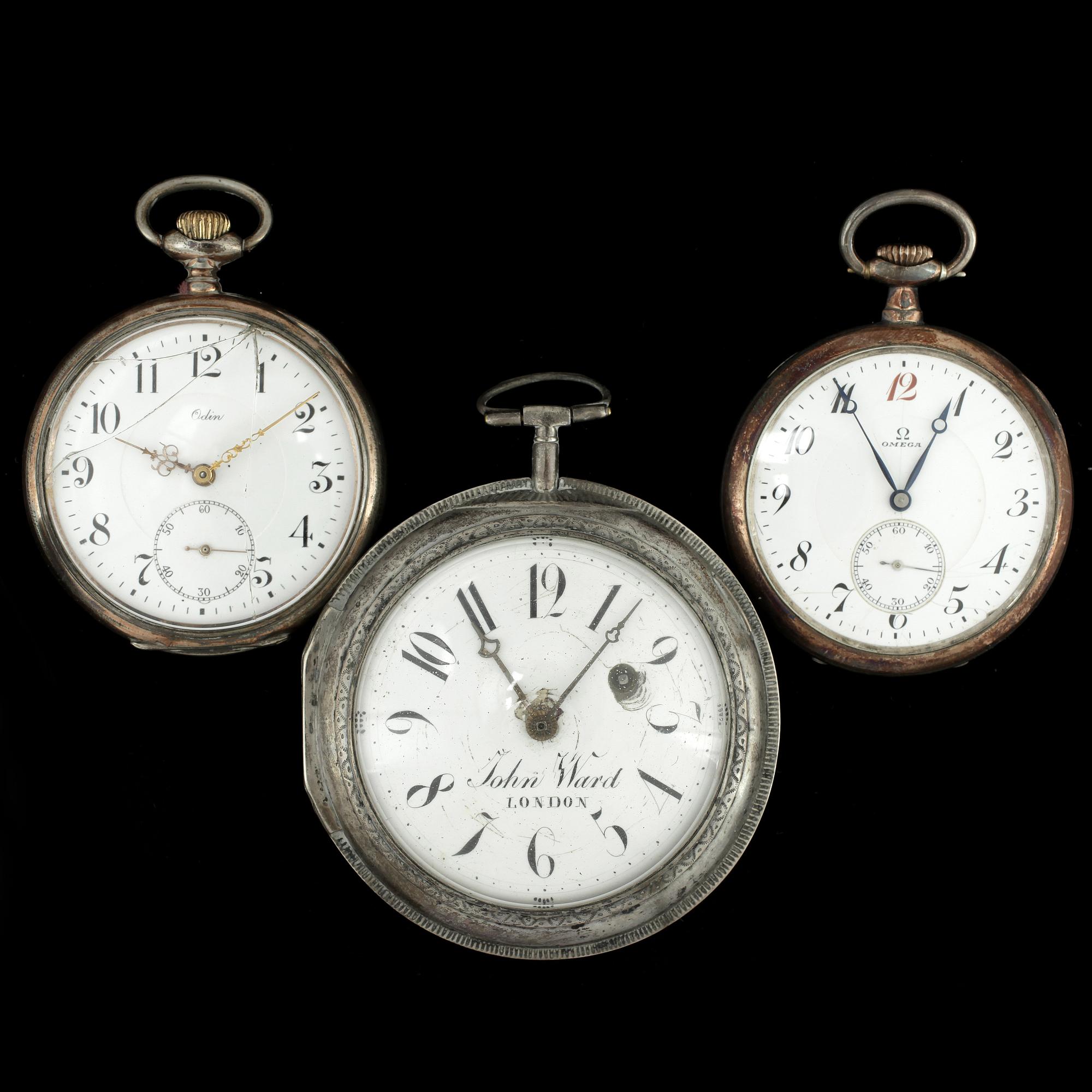 FICKUR, 3 st,  bla Omega, 1800/1900-tal.