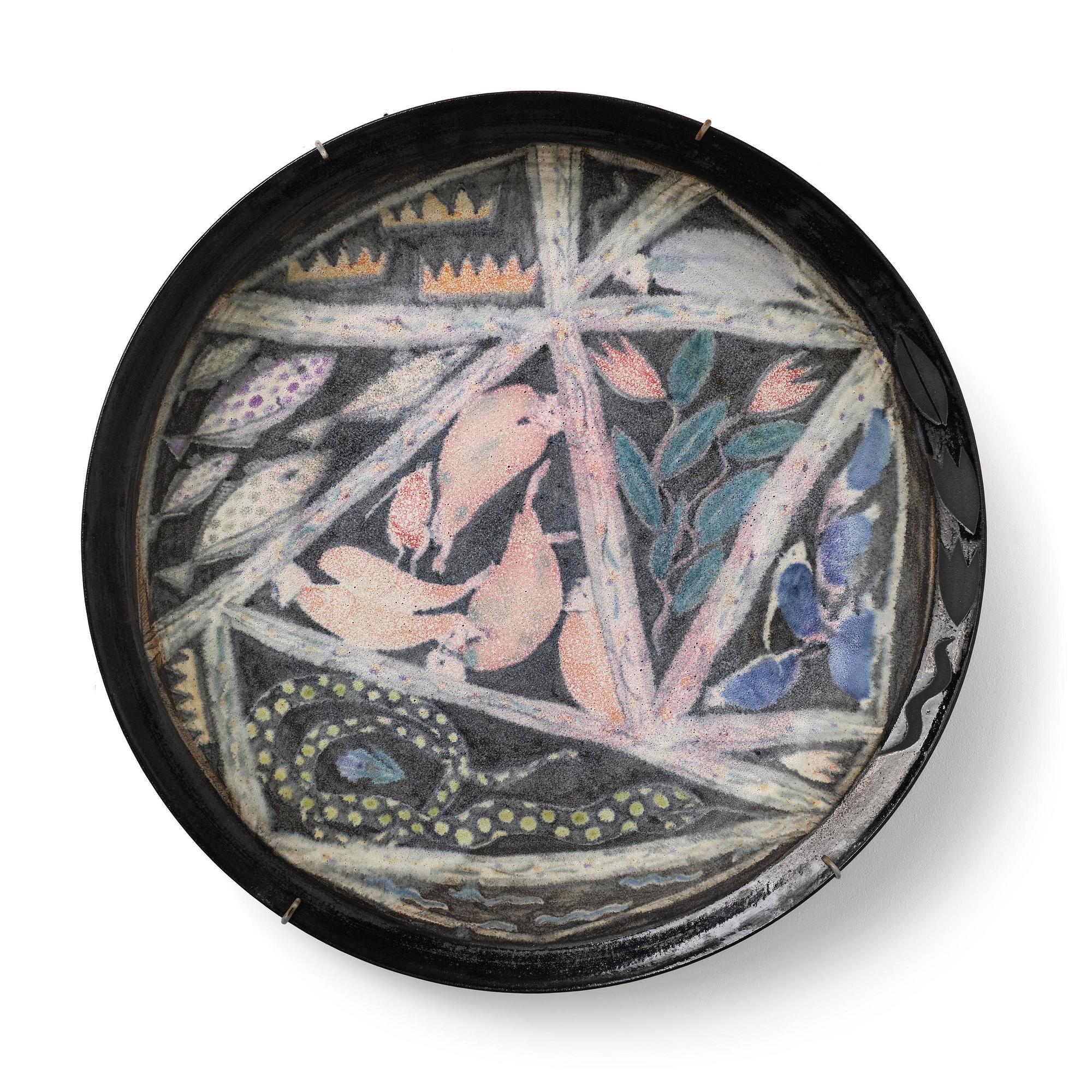 Eva Bengtsson, a large stoneware decorative dish, own studio, Frillesås.