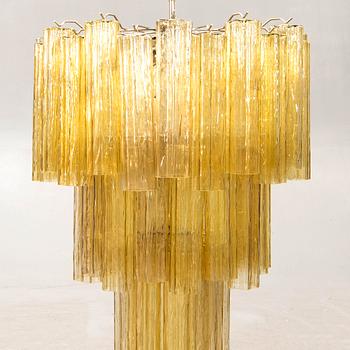 A Toni Zuccheri glass and chrome chandelier for Murano around 2000.