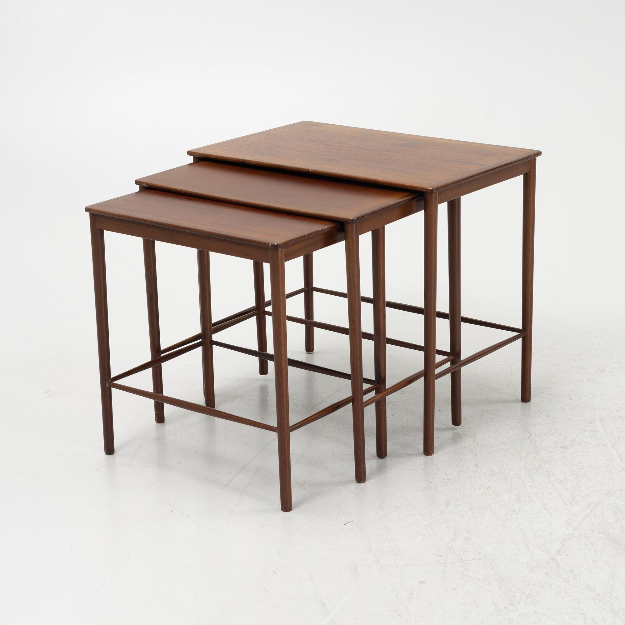 A 3-piece nest table, 1950s/1960s, Denmark.