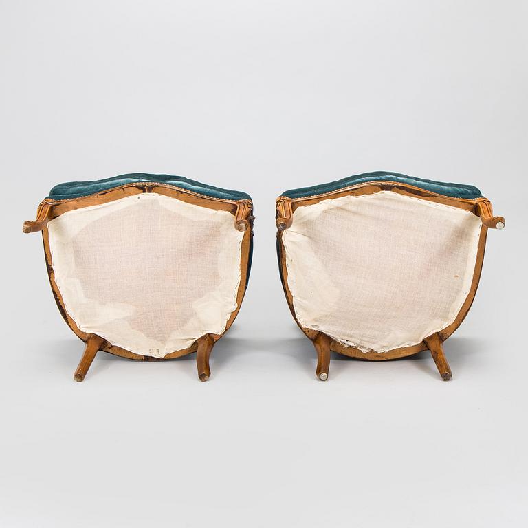 A pair of Louis XV style armchairs, mid-20th century.