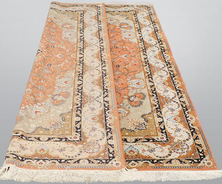 A part silk Tabriz carpet, so called 50 Raj, c 301 x 200 cm.