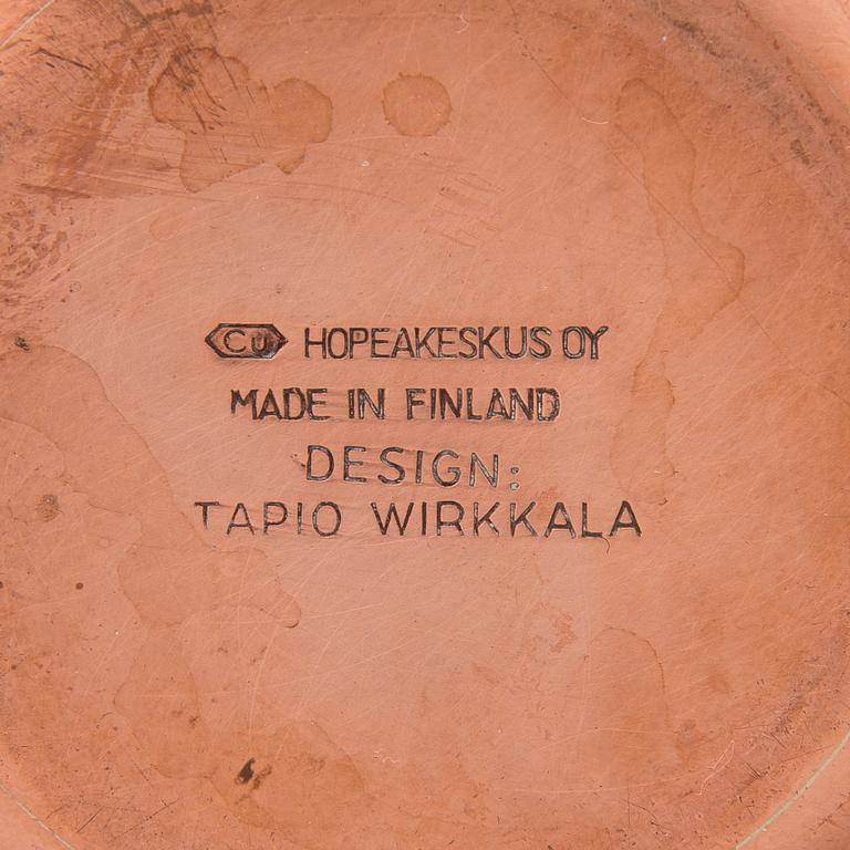 A late 20th Century Tapio Wirkkala four part copper and hardwood coffee set, Kultakeskus Finland.
