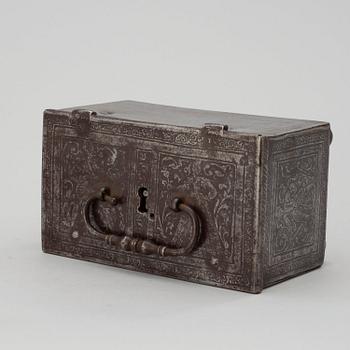 An engraved steel casket, South Germany late 16th century.