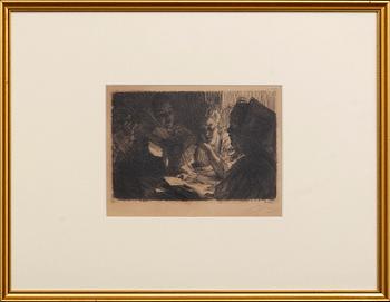 Anders Zorn, etsning, 1903, signerad.