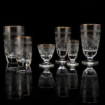 A Swedish Kosta glass servic, 20th Century. (85 pieces).