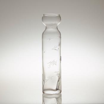 Edward Hald, An Edward Hald engraved glass vase, Orrefors 1955.