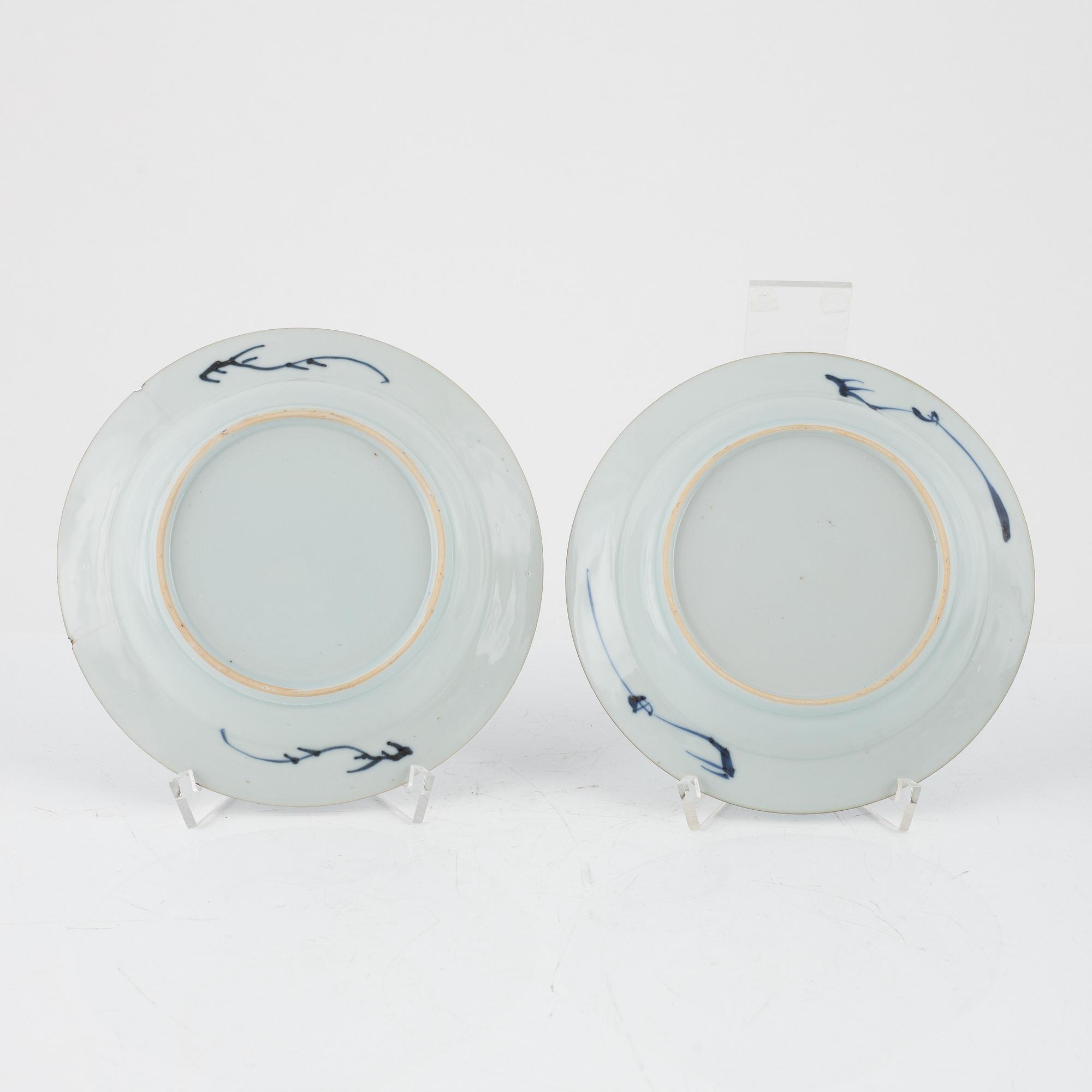 A set of eight blue and white dishes, Qing dynasty, 18th Century.