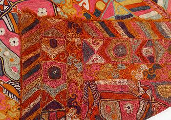 A semi-antique textile with embroideries, nomads, Iraq, c. 245 x 170 cm.
