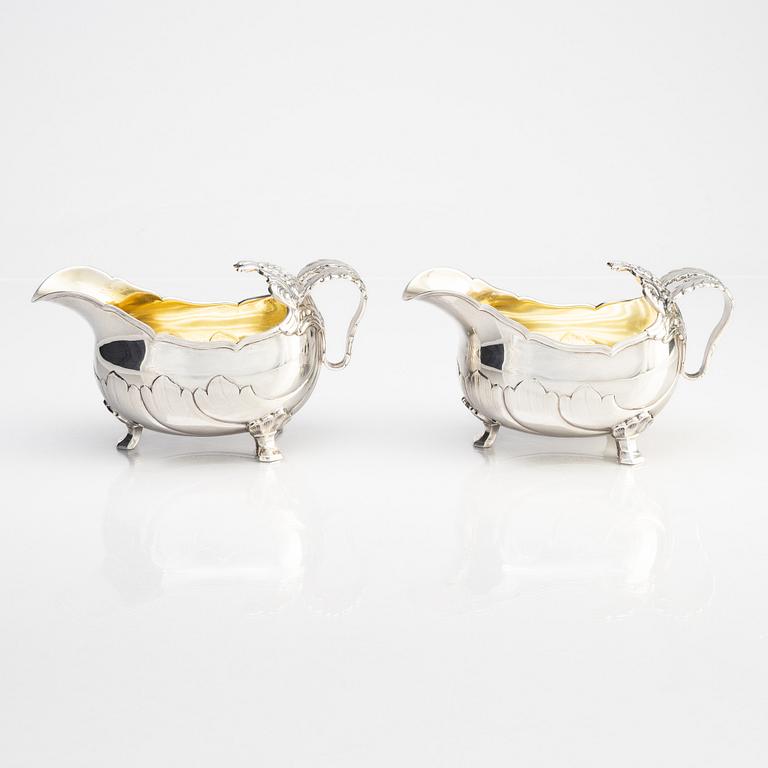 A pair of parcel gilt silver sauce boats, W.A. Bolin, Stockholm 1943.