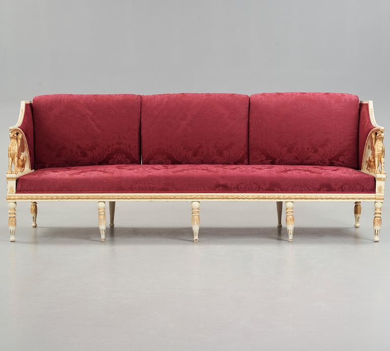 A late Gustavian early 19th century sofa attributed to Ephraim Ståhl, master in Stockholm 1794-1820.