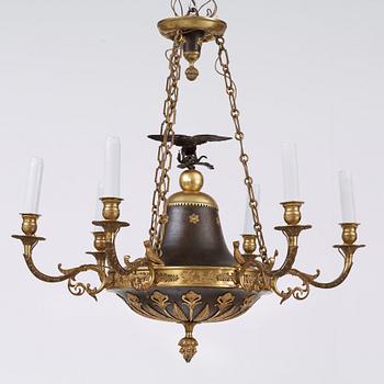 An Empire-style second half 19th century six-light hanging lamp.