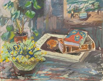 Eric Hallström, Stilleben med konstböcker.