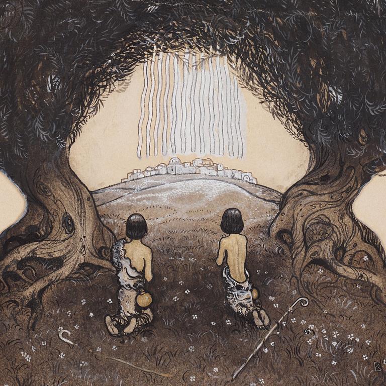 John Bauer, Two young shepherds outside the city walls.