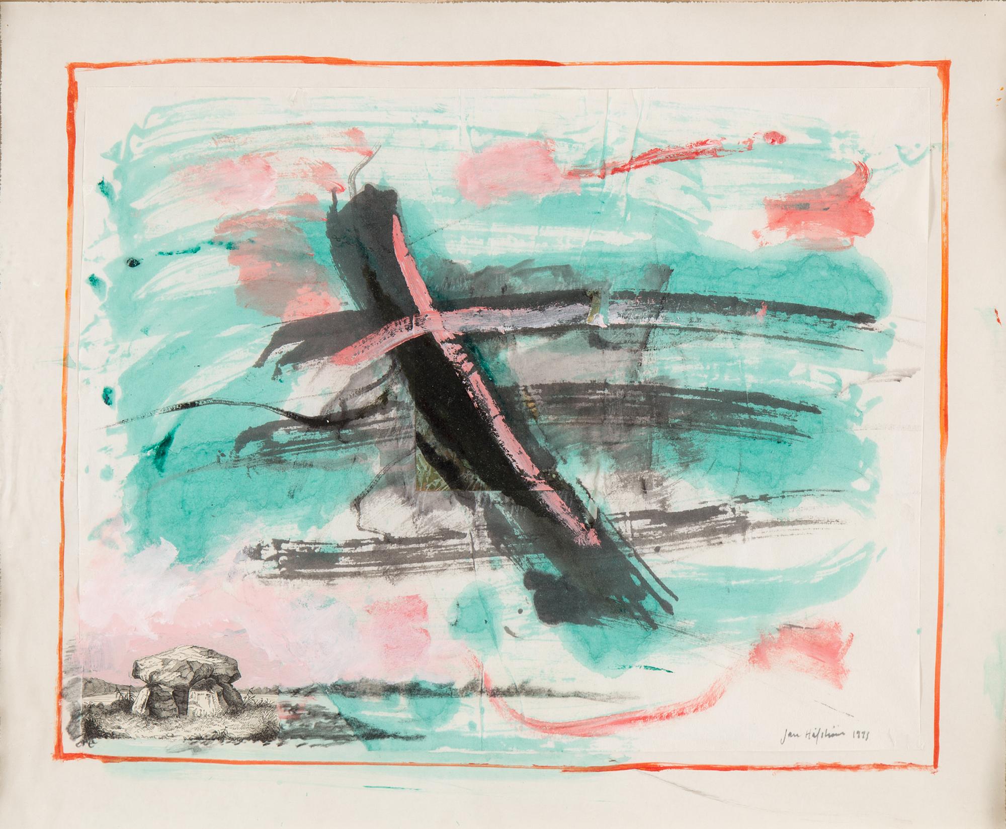 JAN HÅFSTRÖM, watercolour with collage, signed and dated 1993.