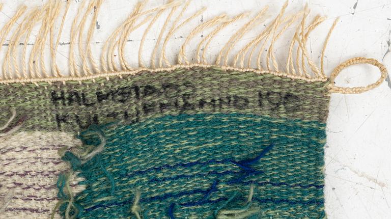 Inger Segerlind-Lindblad, vävnad, gobelängteknik, ca 97 x 70 cm, signerad o daterad 1961.