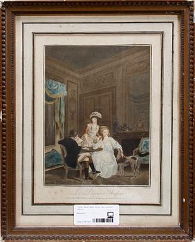 GRAVYRER, ett par, efter Lavrince, 1800-tal.