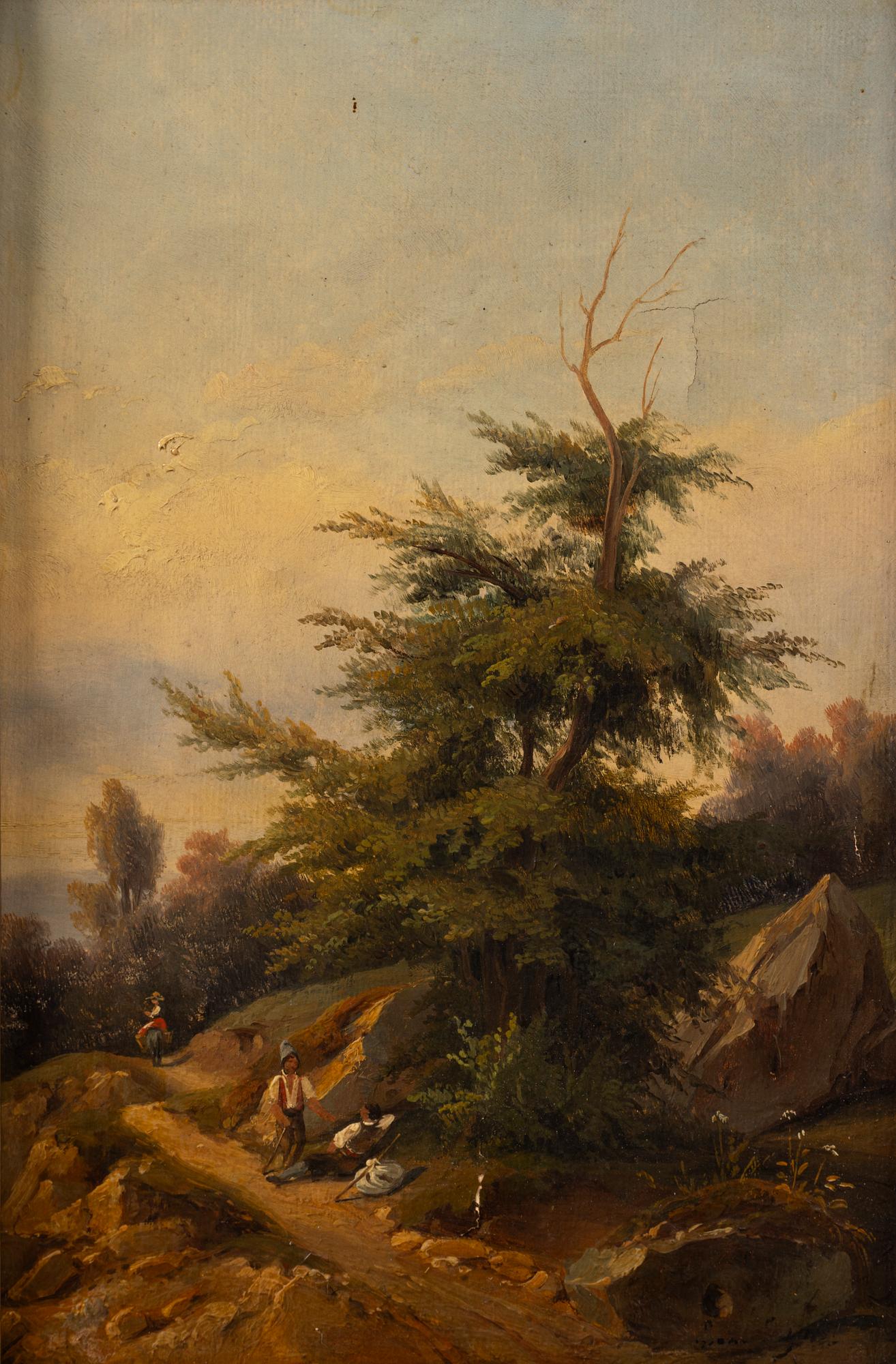 Attributed to Léon Cogniet, Landscape with Hikers.