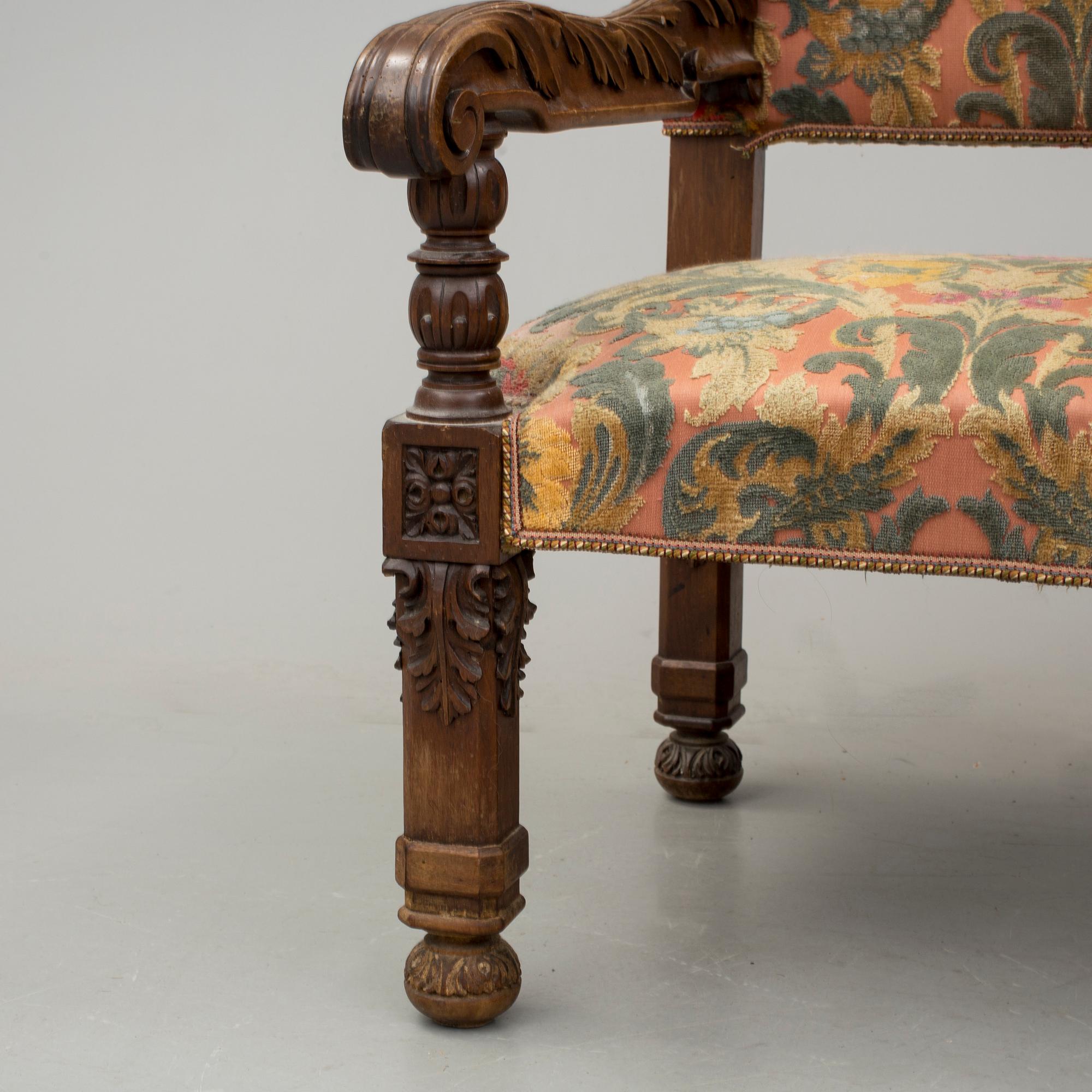 KARMSTOLAR, ett par, barockstil, 1900-talets första hälft.