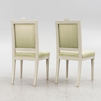 A set of five late-Gustavian chairs from Lindome, late 18th century.