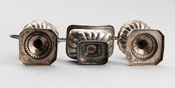 SALTKAR, 3 st (2+1), silver, paret märkt 830, en märkt 1833, Ryssland. Vikt ca 203 g.