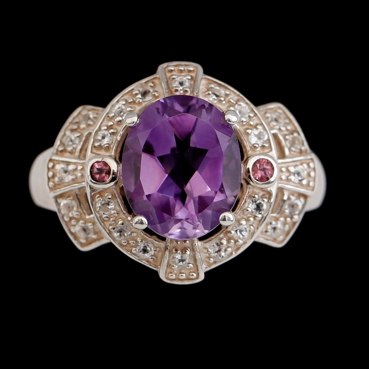 RING, sterlingsilver, ametist, topaser och turmaliner. Vikt ca 7,5 g.