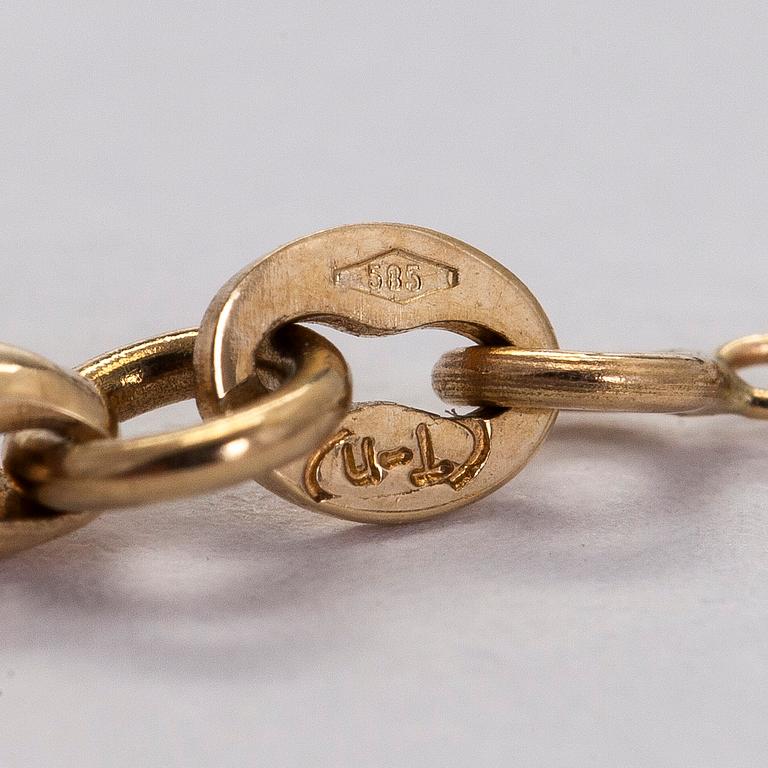 Halsband, 14K guld med slipade peridoter, granater, citriner och ametister.