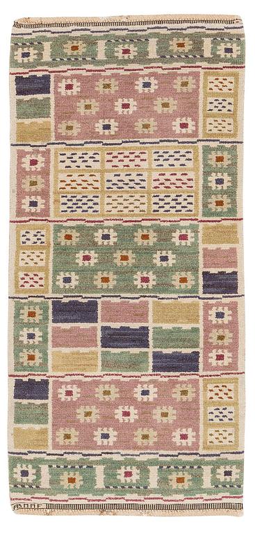 Märta Måås-Fjetterström, a 'Ängarna' carpet, knotted pile, c. 190 x 90 cm, signed AB MMF.