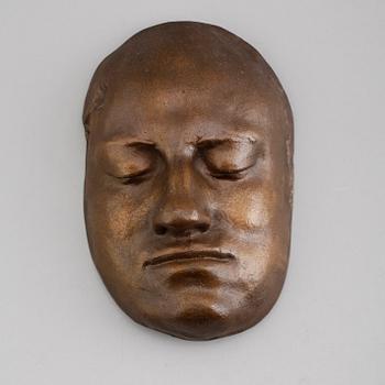 SKULPTUR, brons, Karl XIIs dödsmask, 1900-tal.