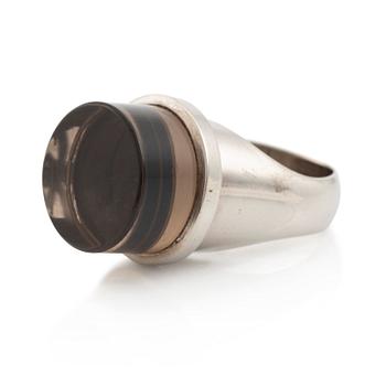501. Sigurd Persson, a ring 18K white gold with smoky quartz, Stockholm 1963.