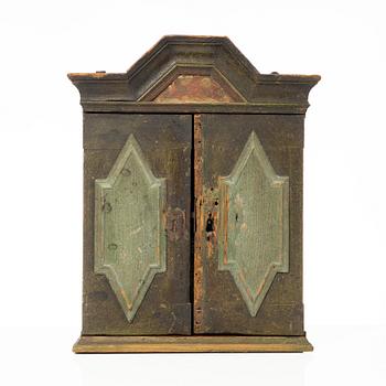 Spice cabinet/wall cabinet, folk art, late Baroque, 18th century.