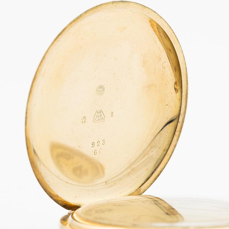 Pocket watch, 14K gold, hunter, 51.5 mm.