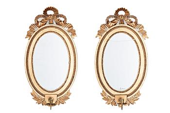 60. A pair of late Gustavian late 18th century one-light girandole mirrors.