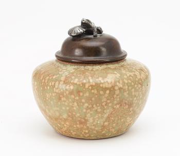 A Patrick Nordström stoneware and patinated bronze lidded urn, Royal Copenhagen, Denmark 1922.