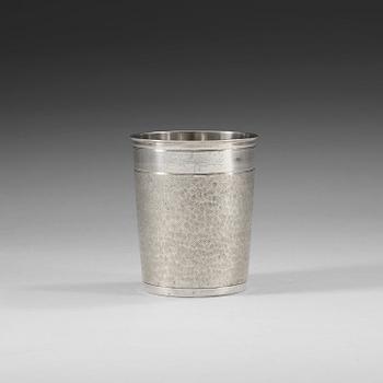A German 17th century silver-gilt beaker, unidentified makers mark, Augsburg 1670-80s.