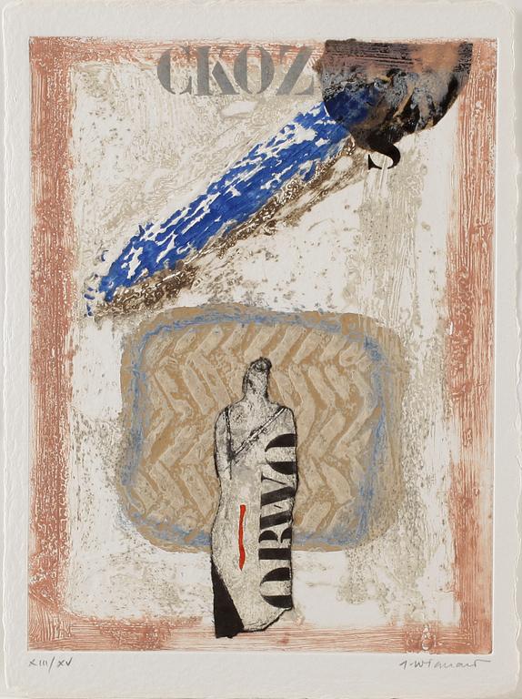 JAMES COIGNARD, 3 st carborundumetsning i mapp, 1981, signerade och numrerade XIII/XV.