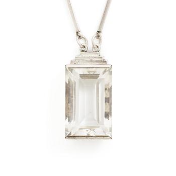 580. Wiwen Nilsson, a necklace, sterling silver with step-cut rock crystal, Lund 1942.