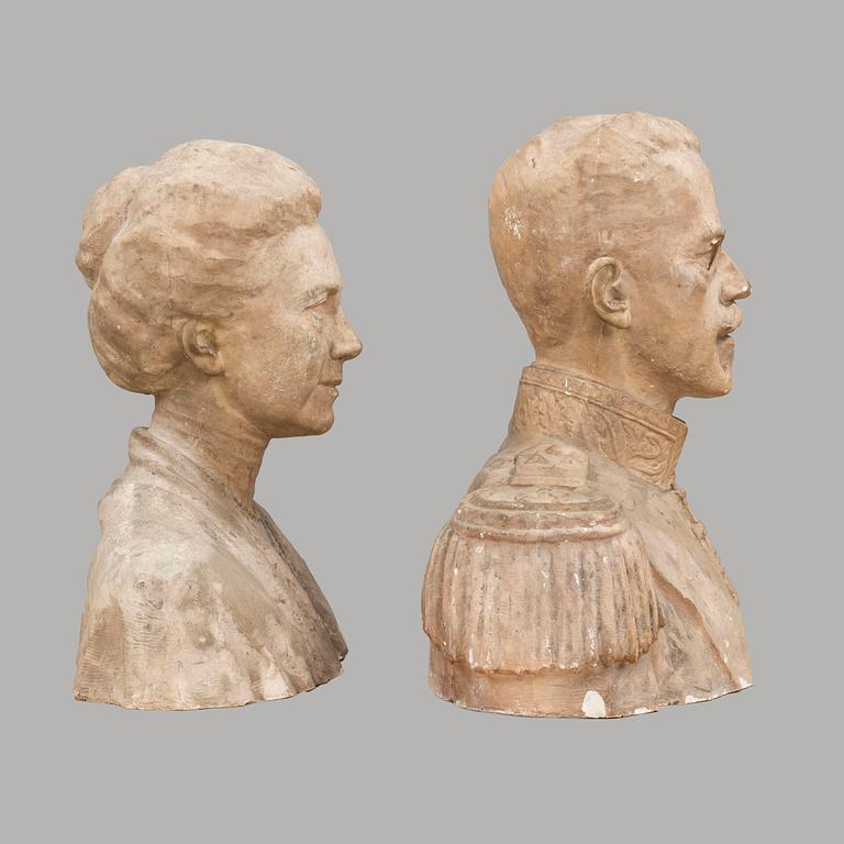 Two plaster sculptures by Sigrid Blomberg, early 20th century.