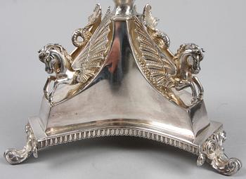 UPPSATSSKÅL, empirestil, nysilver och glas, 1800/1900-tal.