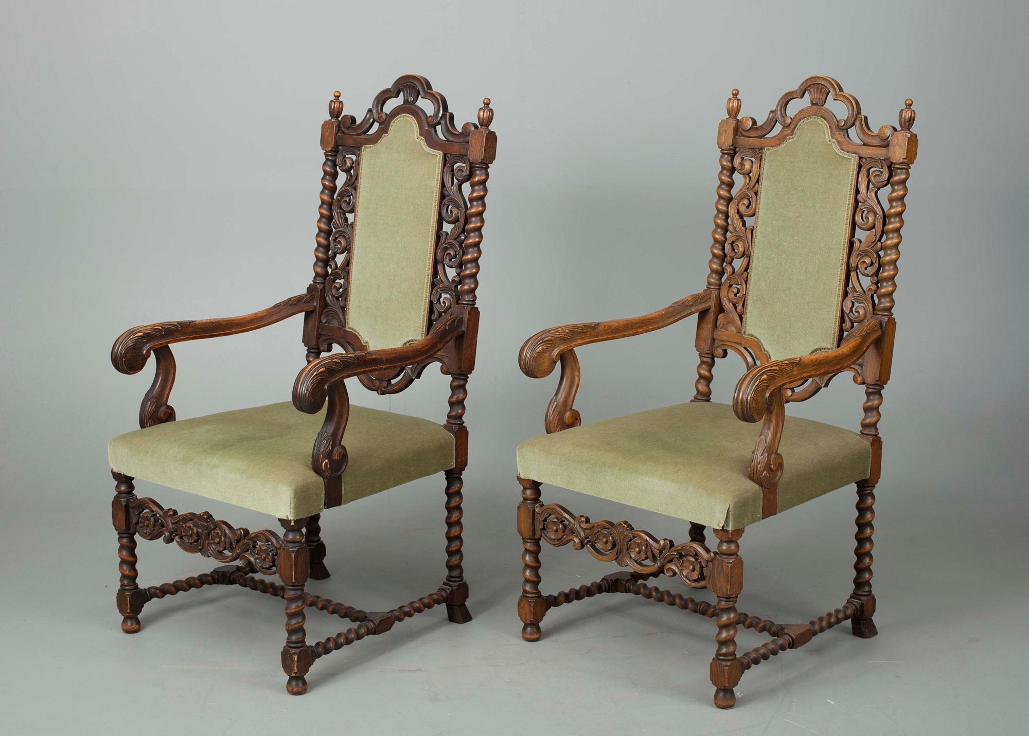KARMSTOLAR ETT PAR, barockstil, ca 1920.