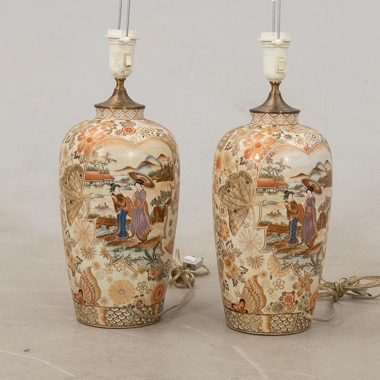 Table lamps a pair Japan 20th century porcelain.