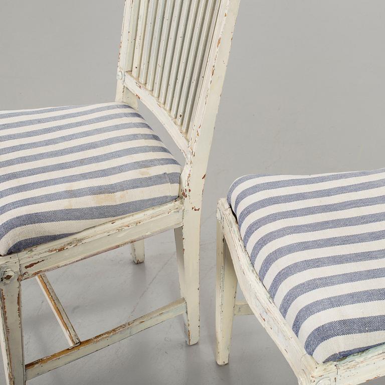 EPHRAIM STÅHL. THREE SIGNED GUSTAVIAN CHAIRS.