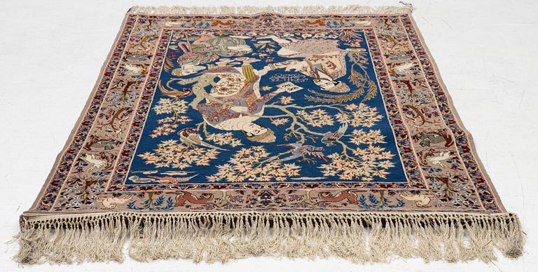 Carpet, Isfahan, figural, approx. 160 x 105 cm.