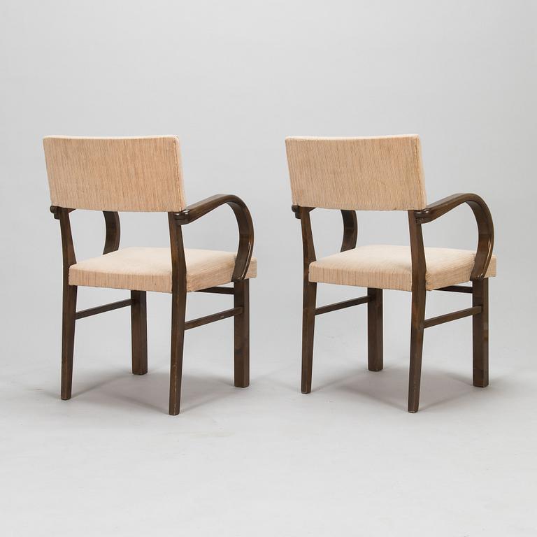 A pair of 1930's armchairs for HMN Huonekaluliike Mikko Nupponen Finland.