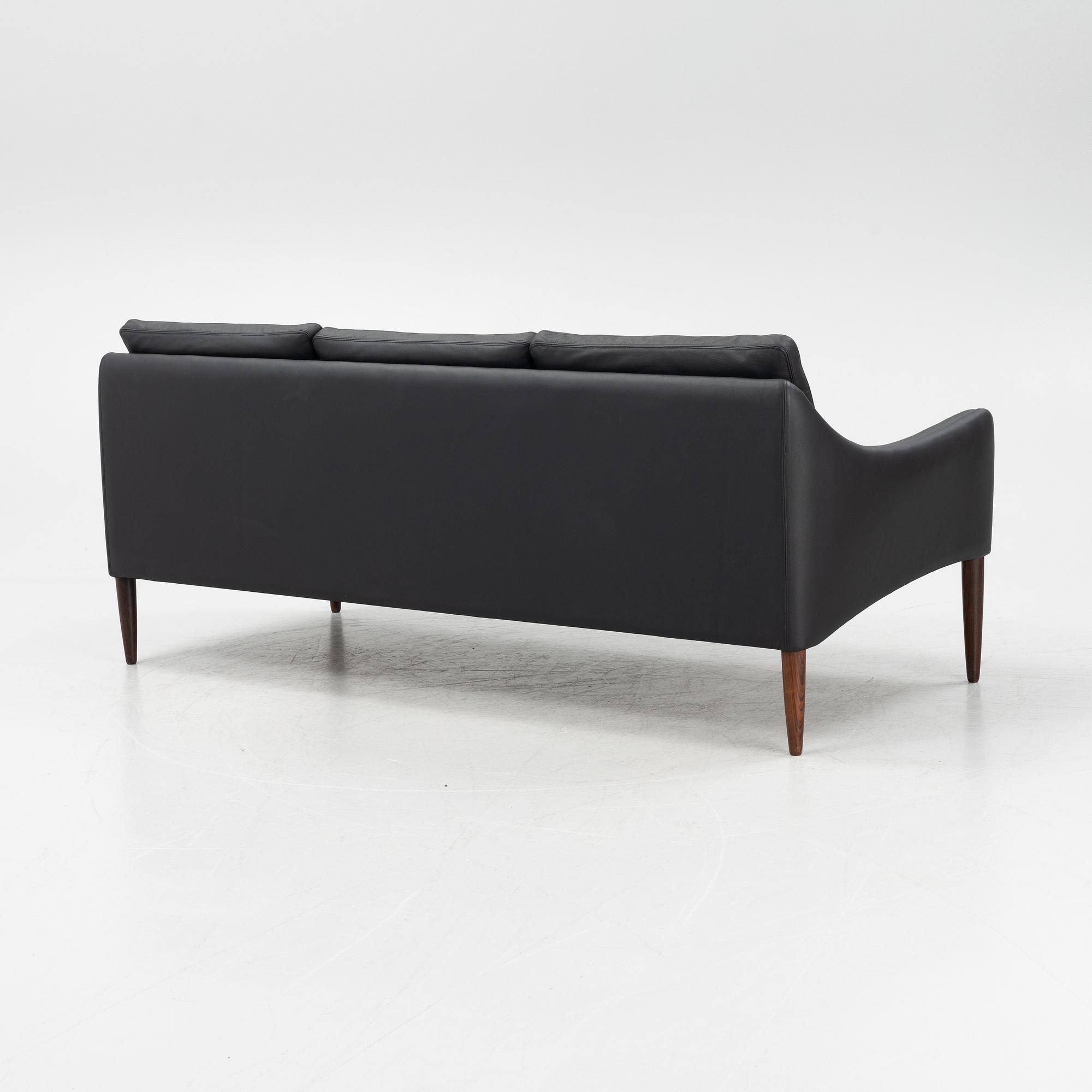 Hans Olsen, a leather and rosewood sofa, C/S Møbler, Denmark, 1960's.