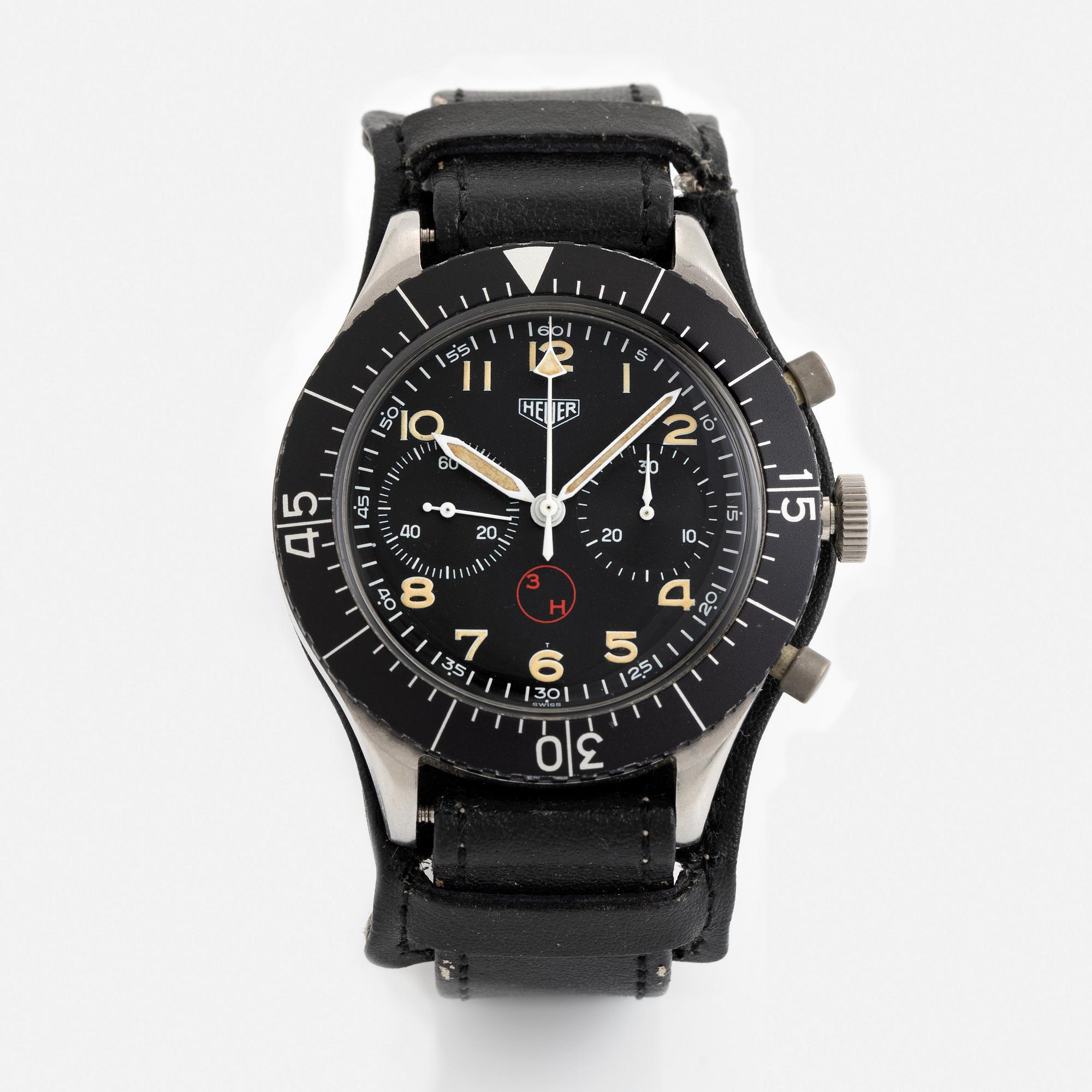 Heuer, "Bundeswehr", "3H", armbandsur, 43 mm.