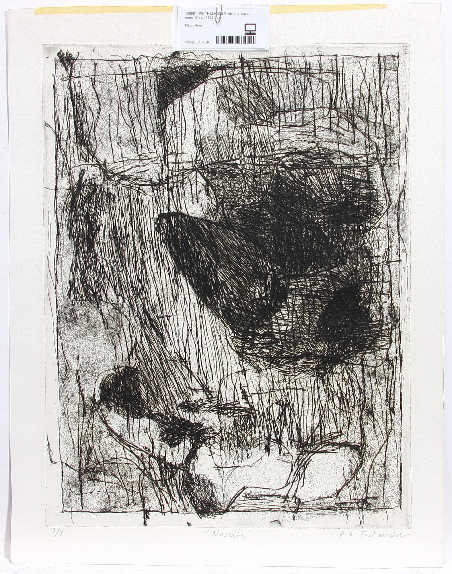 PG THELANDER, etsning, sign, numr 1/1, ca 1962.