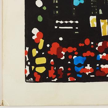 Adolf Hallman, mixed media on paper panel, signed.